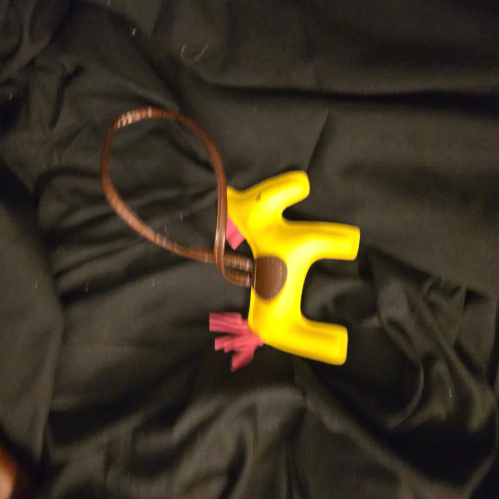 Glittering Horse Kids Bag Charm with Pink and Yellow Accents